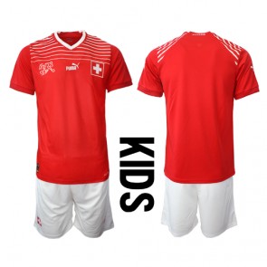 Švýcarsko Dětské Domácí dres komplet MS 2022 Krátký Rukáv (+ trenýrky)
